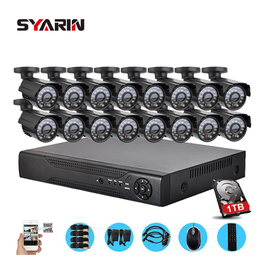 Syarin 16ch AHD-м 720 P 1080n DVR безопасности 16 шт. AHD 720 P система видеонаблюдения камеры видеонаблюдения HDMI 1080 P 1 ТБ жесткий диск