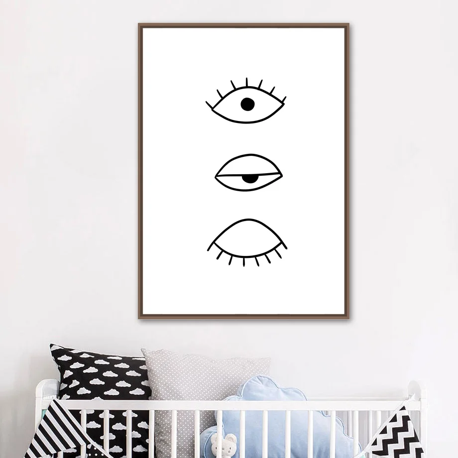 Black-White-Eye-Canvas-Painting-Wall-Art-Posters-And-Prints-Nordic-Poster-Cartoon-Wall-Pictures-For