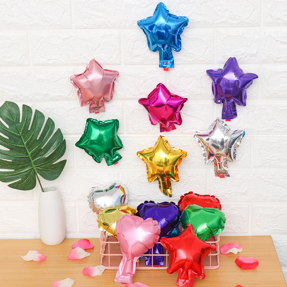 

50pcs/lot 5 Inch Star Heart Shape Aluminum Foil Balloons Inflatable Aluminum Balloons Wedding Birthday PartyDIY Decoration