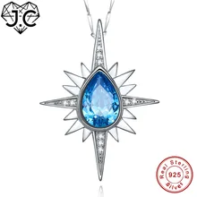 J.C превосходное Изумрудное и сине-белое ожерелье топаз подвеска из стерлингового серебра 925 пробы ювелирные изделия для женщин/девушек вечерние подарки для свиданий