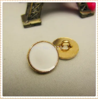 

RS10 10pcs,15mm Gold metal button in White color, geometric patterns and buttons, garment accessories DIYmaterials