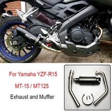 Para Yamaha YZF R15 MT-15 2008-2015, 2016 de 2017 MT125 conjunto completo de la motocicleta silenciador de escape silenciador medio tubo de conexión tubo modificado