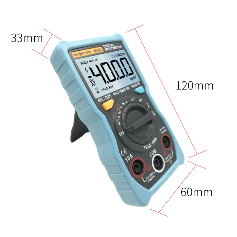 Цифровой мультиметр рихметров 404B с автоматическим диапазоном температуры и истинным среднеквадратичным значением, интеллектуальный NCV 4000 отсчетов, напряжение переменного/постоянного тока, 10 А ток