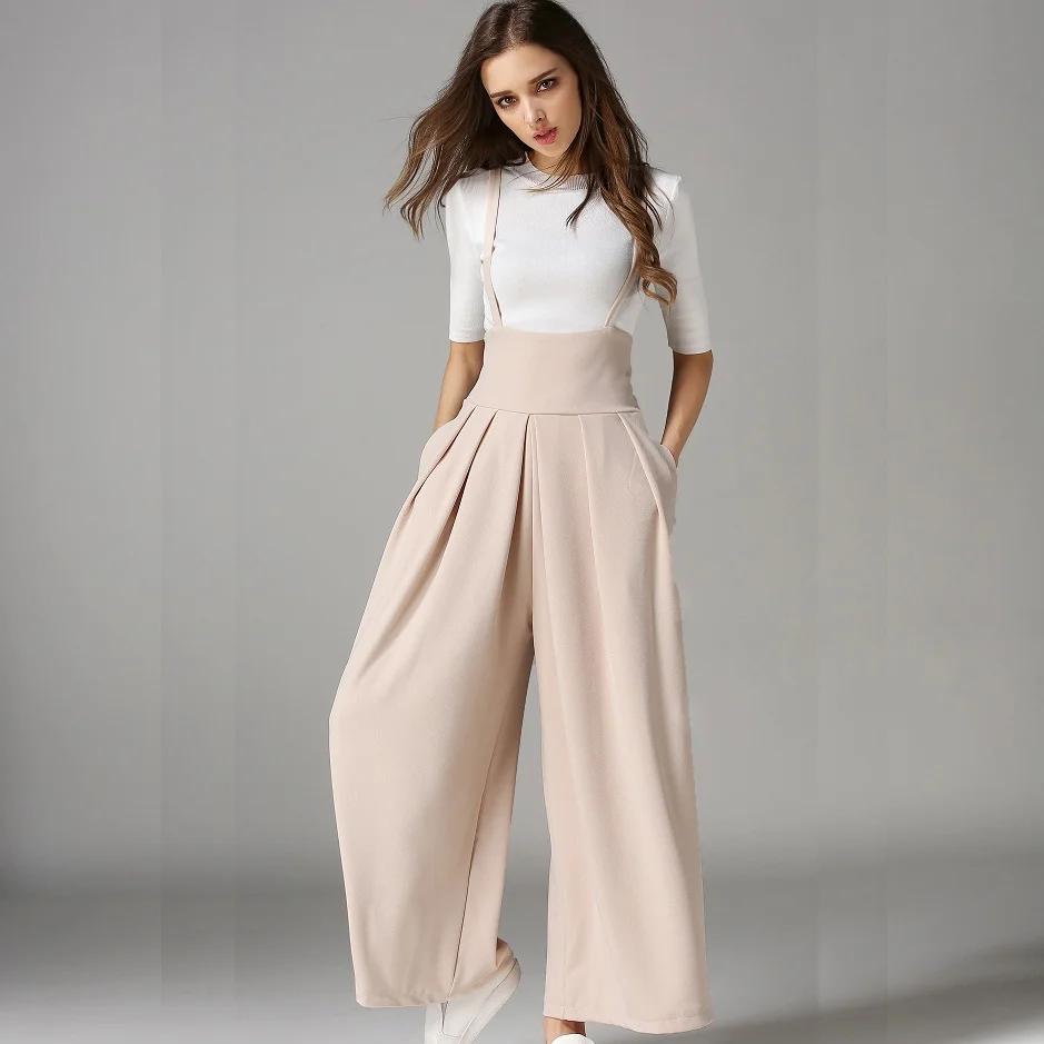 high waisted wide leg overalls