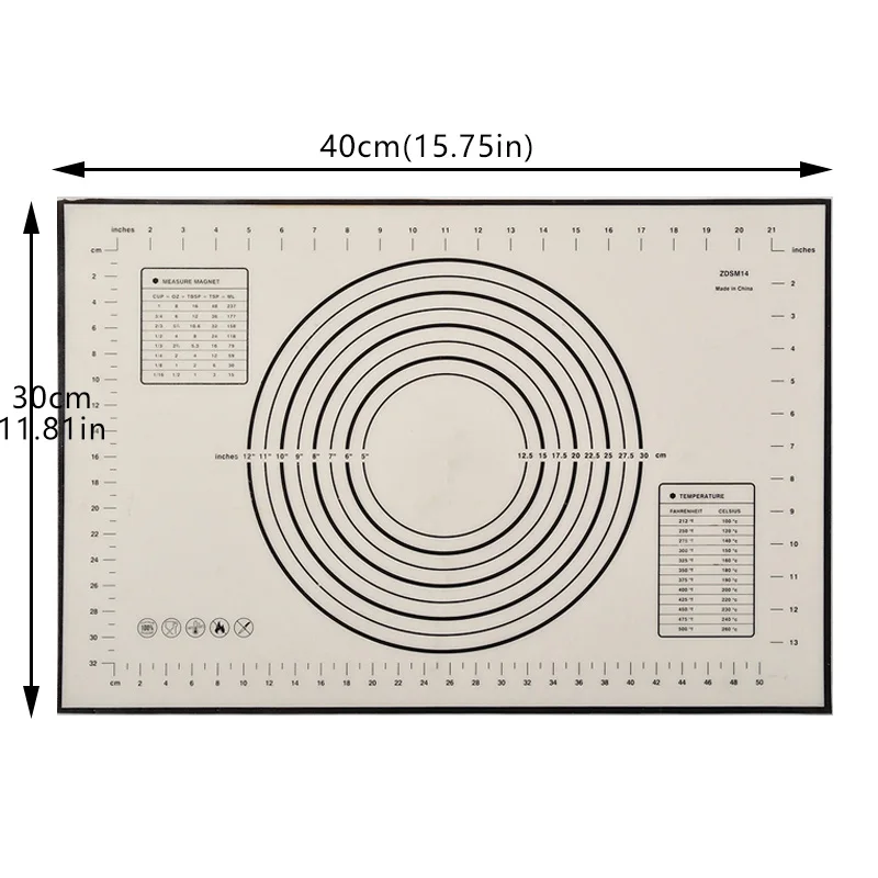 Большой размер силиконового коврик для выпечки коврик для замеса теста со шкалой антипригарный прокатный кондитерский коврик для выпечки Аксессуары Инструмент - Цвет: 40x30cm Black