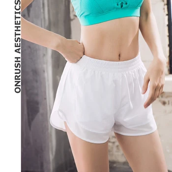 

OA Fitness Women's Jogger Shorts 2018 New Breathable Quick-drying Solid Color Bodybuilding Workout Double-deck Thin Soft Shorts
