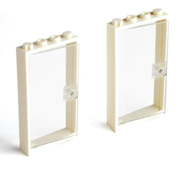 NEW Lego Lot of 4 Clear Transparent Doors with White Frames 1x4x6