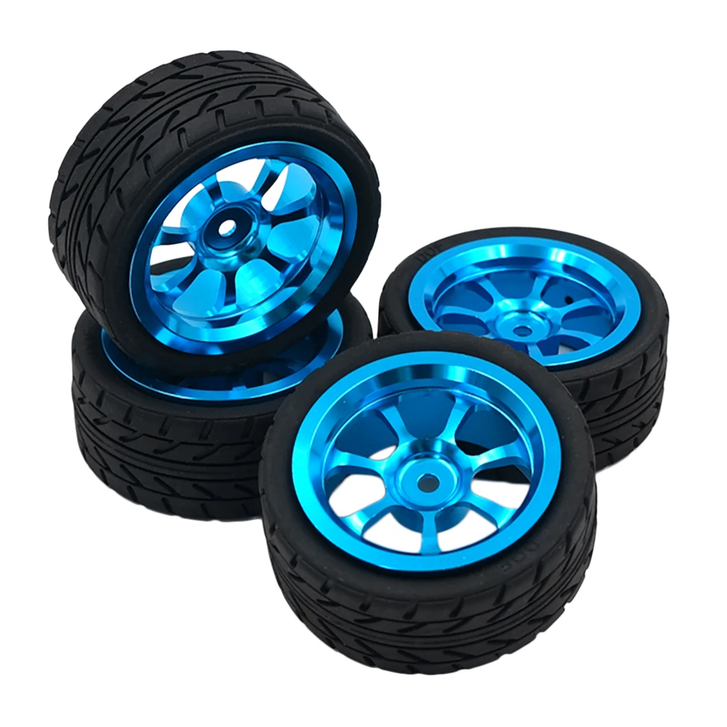 4 Pieces 1:18 Aluminum Wheel Rubber Tire RC Car Spare Parts for WLtoys A959-B A949 A959 A969 A979 K929