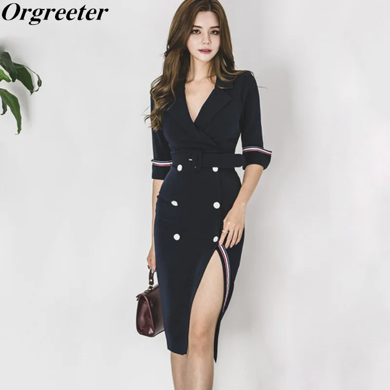 Aliexpress.com : Buy Navy Blue Blazer Formal Long Dress