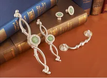 Старинное Серебро Камень Ящика Ручки Красоты Тянет Ручки Падение тянуть Chic Кухня Ручка Мебельная Фурнитура