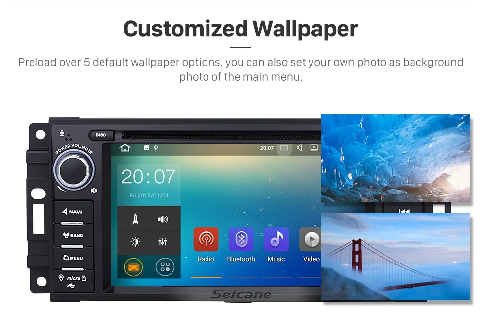 Sale Seicane 7" Android 7.1 1 DIN car DVD Radio GPS Bluetooth System for Jeep Grand Cherokee with USB WIFI AUX Support DAB 1080P DVR 18