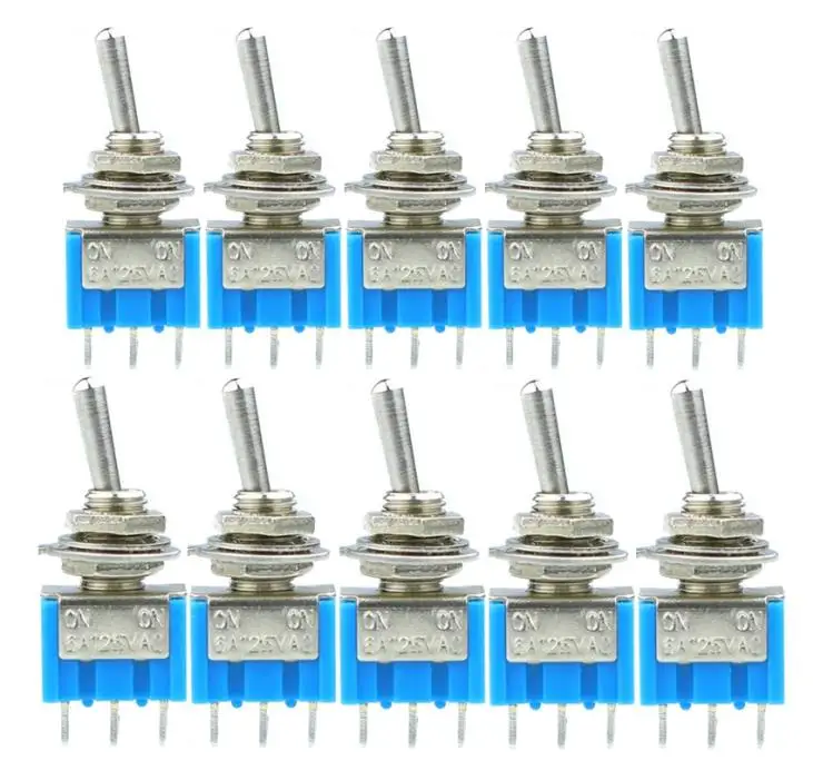 2/5/10PCS Mini 6A 125V 3A 250V AC SPDT MTS-102 3 Pin 2 Position Toggle Switches 