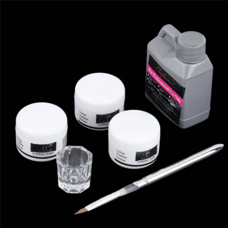 

1 Set Acrylic Liquid Crystal Powder Nail Art Tool Kits DIY Nail Art Tip Builder Transparent Clear Glass Nail Polish Manicure