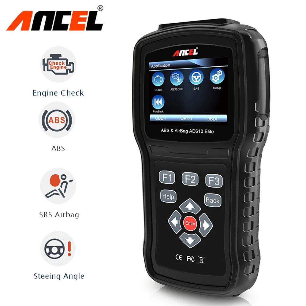ANCEL AD610 Elite OBD II Car Code Reader Automotive Engine Diagnostic Scan Tool ABS SAS SRS Airbag Crash Data Reset Scanner-DE