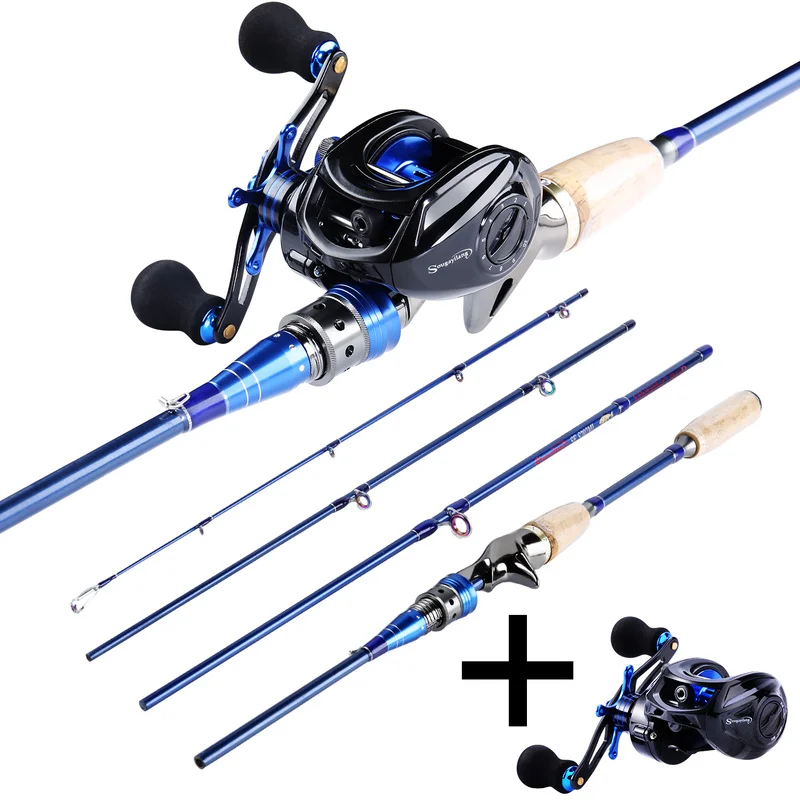 Sougayilang الصيد قضيب كومبو إغراء قضيب 2.1 M 2.4 M 4 أقسام السفر قضيب و Baitcasting بكرة 9 + 1BB 7.0: 1 عالية السرعة