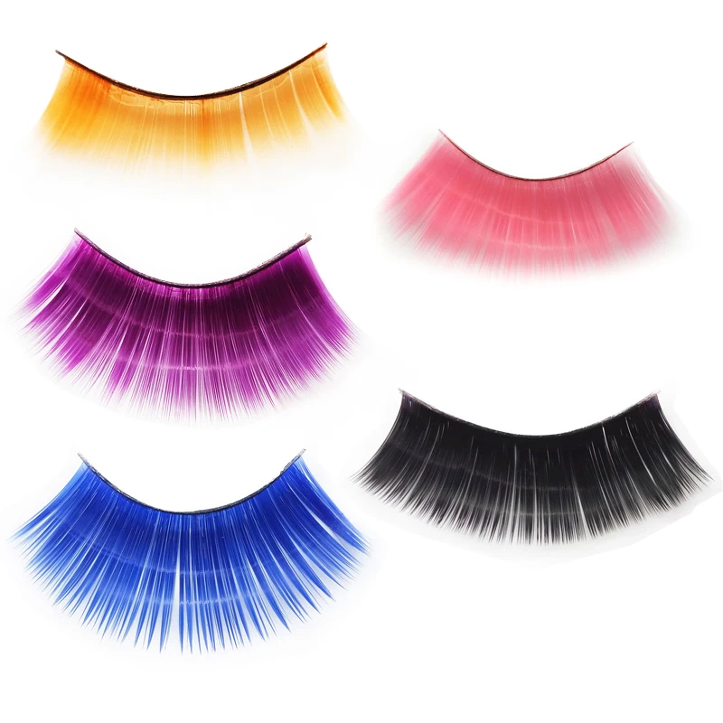 

1 Pair Colorful False Eyelashes Exaggeration Thick Long Natural Curling Handmade Eyelashes Profession Eyelash Extension Tool
