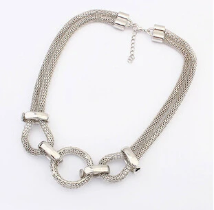 

Jewelry New Choker Fashion Necklaces For Women 2014 Statement Pendant Exaggerated Metal Alloy Silver Circle Necklace S11