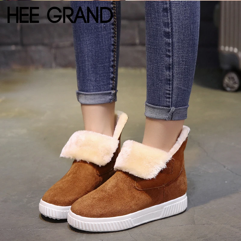 

HEE GRAND Women Warm Ankle Boots Winter Womens Slip-on Anti Slip Ankle Bootie Warm Fur Footwear Mujer Shoes Booten XWX6943