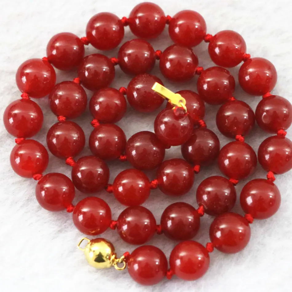 

Red natural stone chalcedony jades 8mm 10mm 12mm round beads special charming jewelry chain choker necklace 18inch B1016