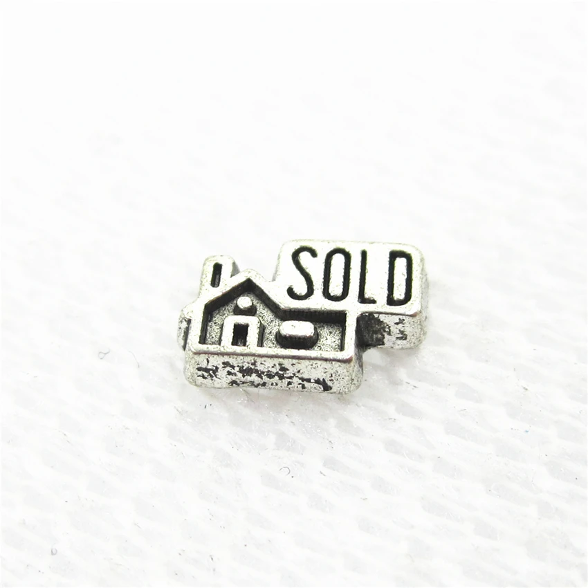 Hot selling 50pcs/lot Antique SOLD shop house Floating Charms Living Glass Memory Lockets DIY Jewelry pendants | Украшения и