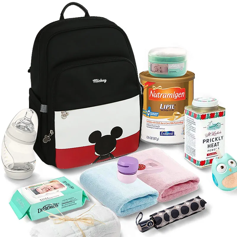 Disney Diaper Bags Backpack Baby Insulation Waterproof Stroller Nappy Bag for Mommy Cute Babies Baby Mickey Minnie Have wet bag