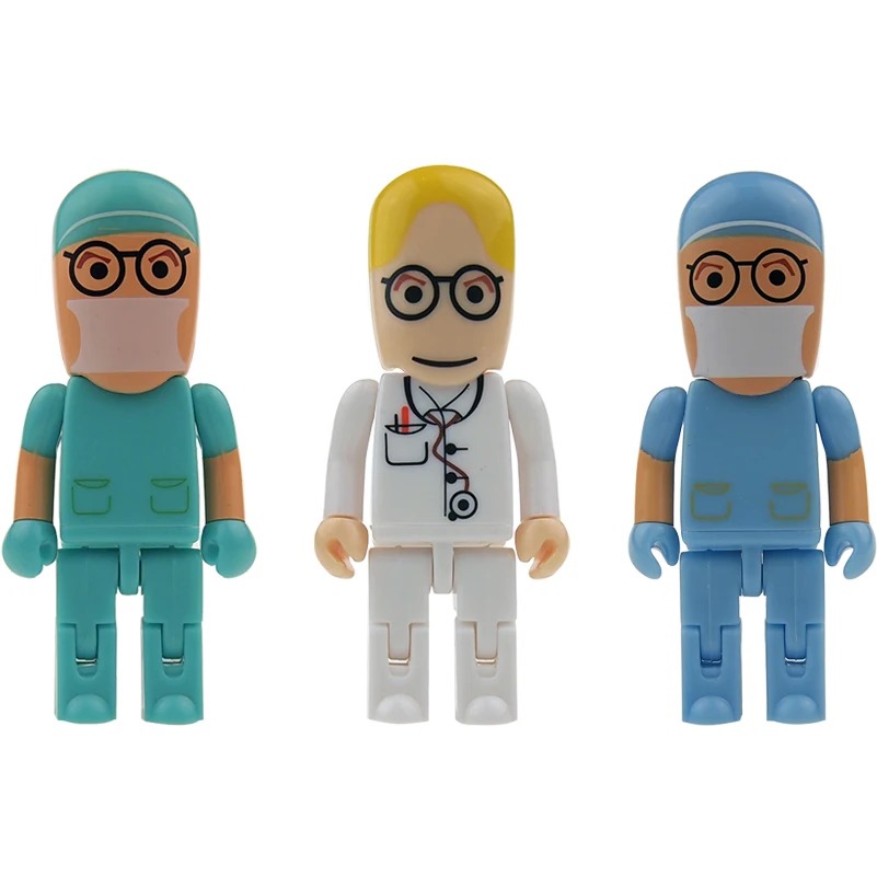 

USB 2.0 Flash Drive 32GB 64GB 128MB Cute Doctor Model Cartoon USB Pendrives Memory Stick Card U Disk Flash Memory USB for Gifts