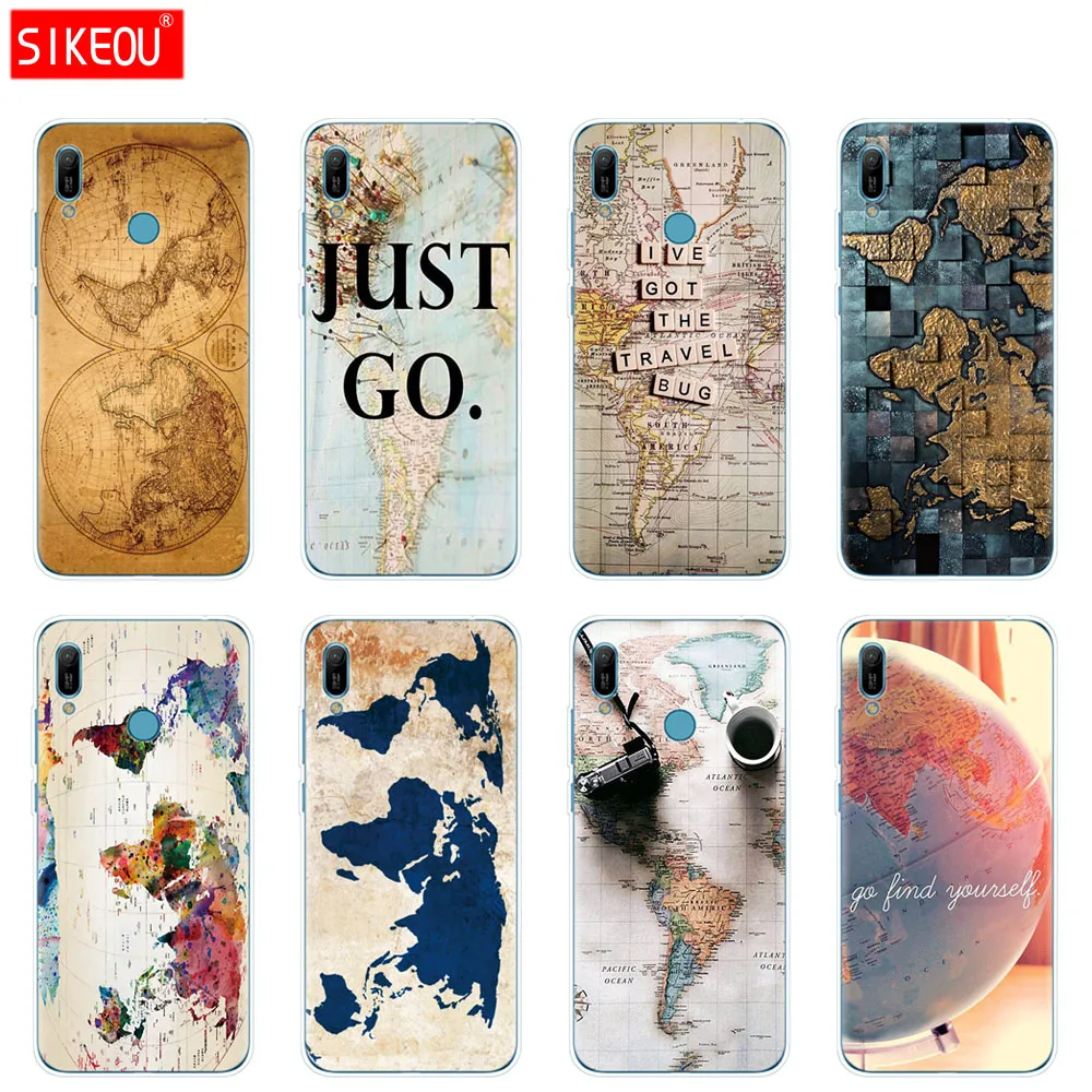 Case For Huawei Honor 8A prime 8C 8X 10 i play case back cover for huawei Y5 Y6 Y7 Y9 2019 pro Prime World Map Travel Plans | Мобильные