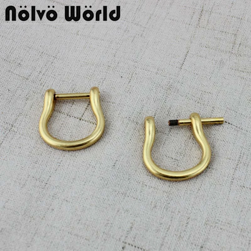 

4-30-100 pieces Satin gold 25*16mm D-ring loop horseshoe buckle for handbag detachable screws Opened Handle