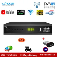 Vmade цифровой эфирный приемник DVB T2 ТВ-тюнер DVB T2 HD 1080P H.265 с USB wifi Поддержка youtube AC-3 DVB T2 телеприставка