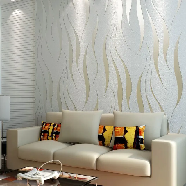 10m Roll Modern Wallpaper Style Beige White Strips 10m Roll Modern Wallpaper Style Beige White Strips Striped Livingroom Bedroom