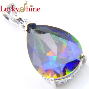 

Luckyshine Rainbow Fire Mystic Created Crystal Zircon Silver Color Wedding Pendants Australia Pendants for Necklaces New
