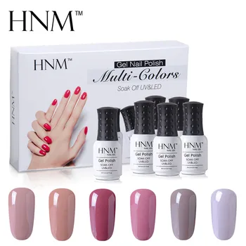 

HNM 6pcs/Set 8ml Nude Color UV Gel Polish Semi Permanent Lucky Varnish Gift Box Manicure DIY Lacquer For Nail Kit Tool