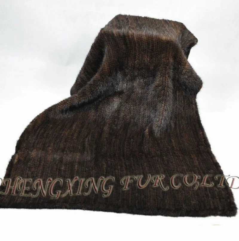CX-D-21B роскошное высококачественное коричневое вязаное ручное вязаное Норковое меховое одеяло