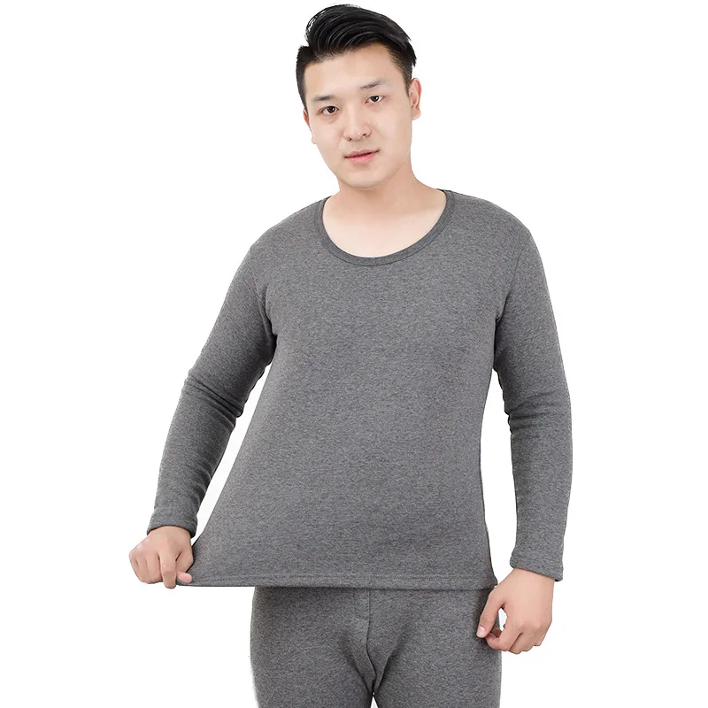 XL-7XL Thermal underwear sets fleece thick solid winter inner wear soft warm undershirt underpants 2 pieces set men Long Johns