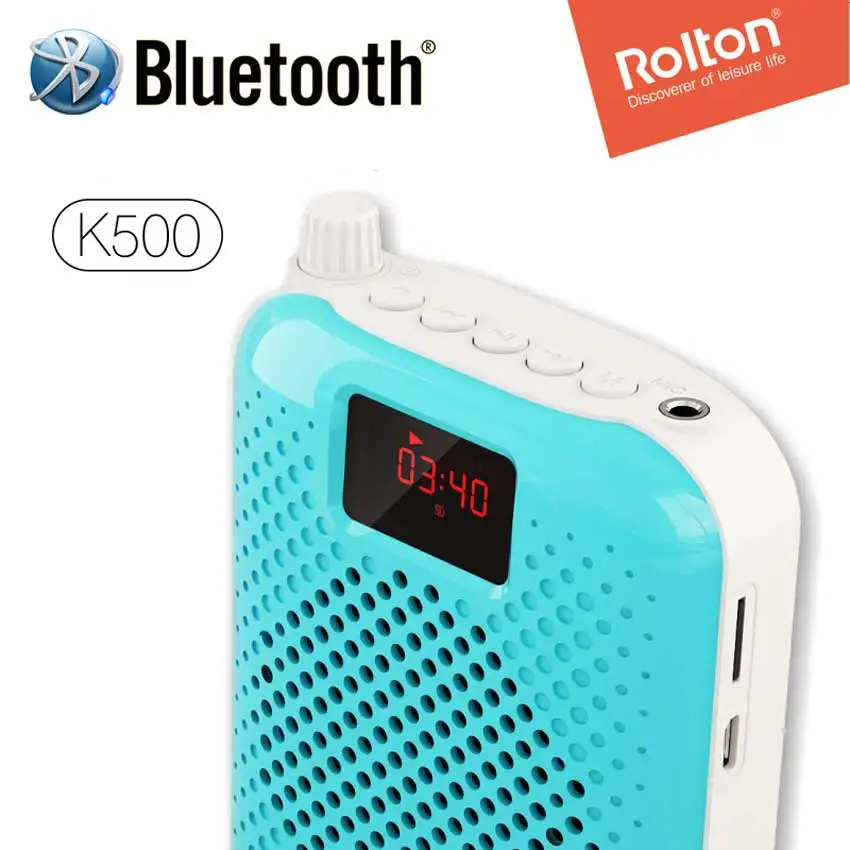 mic Rolton K500 Bluetooth Loudspeaker Microphone Voice Amplifier Booster Megaphone Speaker For Teaching Tour Guide Sales Promotion studio microphone