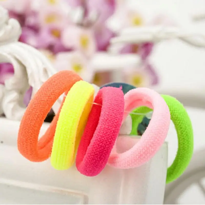 

50 Pcs Hair Bands Ties Kids Accessories Hair Clips Candy Color 3cm Diameter Seamless Elastic Ropes Baby Girls