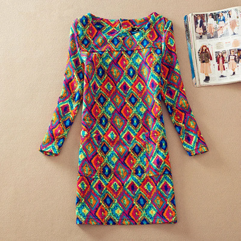 2015 Vintage Floral Print Women Dress Autumn Winter Casual Female Poket Long Sleeve Dresses Plus Size Dress Vestidos Longos Robe plus-floral-dress : image 2015 Vintage Floral Print Women Dress Autumn Winter Casual Female Poket Long Sleeve Dresses Plus Size Dress Vestidos Longos Robe plus-floral-dress
