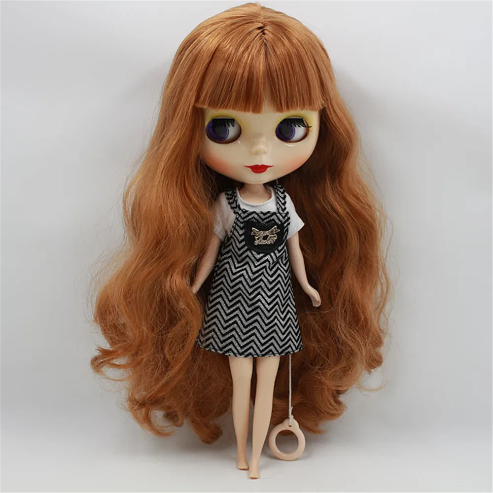 Фабрика Blyth кукла Обнаженная 280BL01459158 длинные волнистые коричневые волосы с челкой 4 цвета для глаз подходит для DIY - Цвет: Nude Doll with bangs