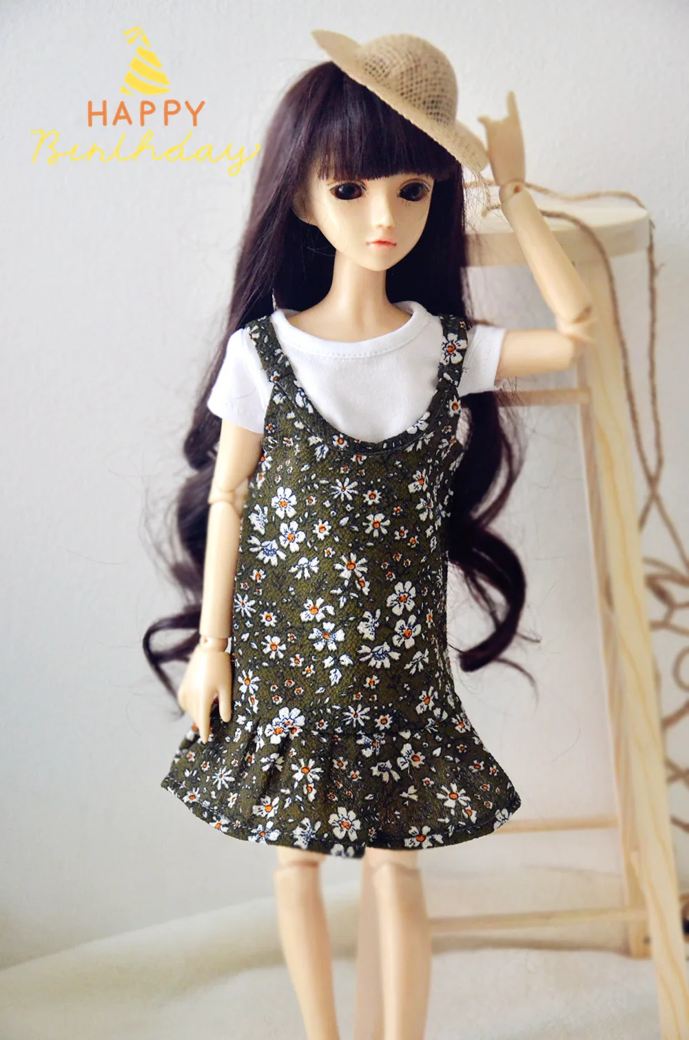 

Chiffon Floral Braces Dress +Shirt Set For BJD Doll 1/6 YOSD 1/4 MSD,1/3 SD16 Doll Clothes CWB93A