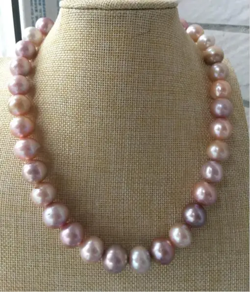 

stunning 14-16mm huge round multicolor pearl necklace 18inch 925silver