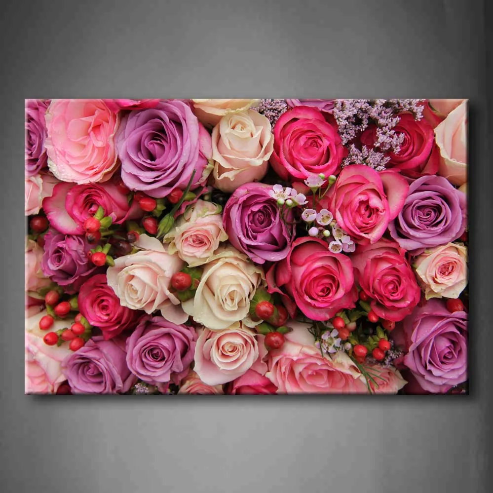 

Framed Wall Art Pictures Flowers Roses Canvas Print Artwork Flower Modern Posters With Wooden Frames For Living Room