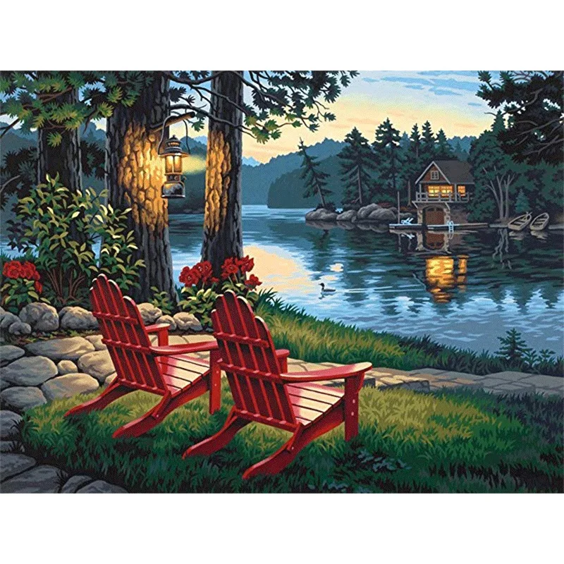 

5D DIY diamond painting red beach evening scenery full drill square round diamond embroidery cross stitch mosaic picture