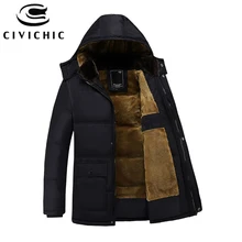 Civichic модные Для мужчин зимние Теплая парка утепленные вельветовые куртки средней длины флис папа пальто плюшевая верхняя одежда с капюшоном плюс Размеры DC23