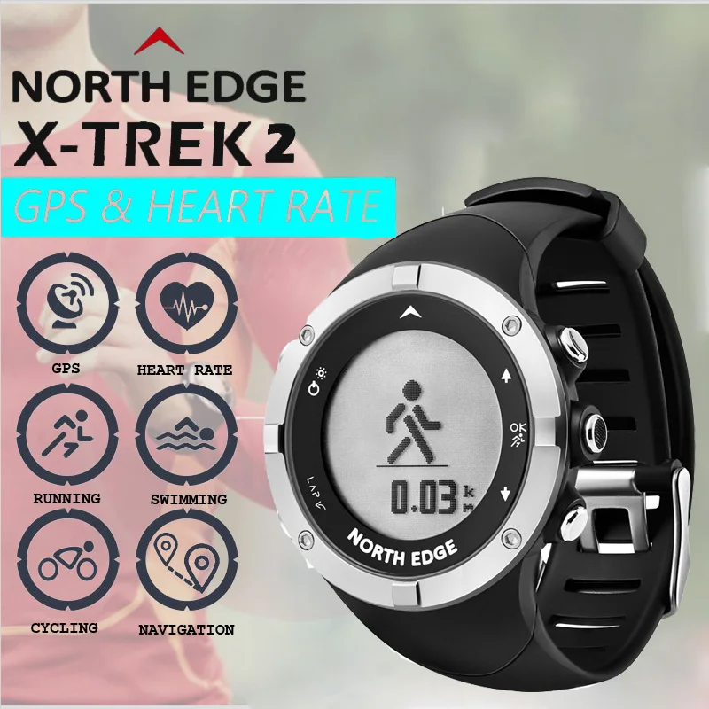 

GPS Watch Smart NorthEdge Men Watch Digital Swimming Clock Waterproof 50M Campass X-Trek2 Relogio Heart Rate Watches GPS Digital