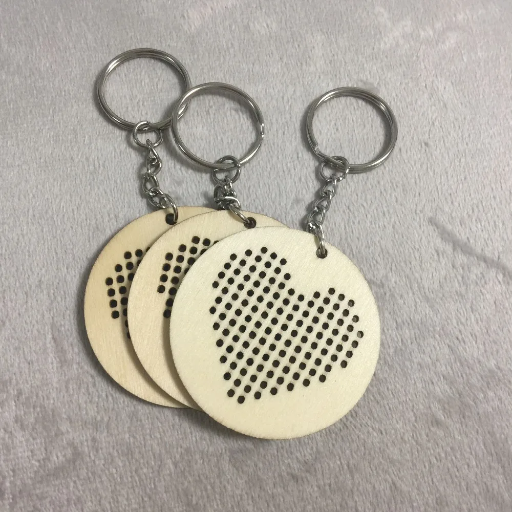 

Personal wood hearts keyring keychain cross stitch make your own keyring hearts gift