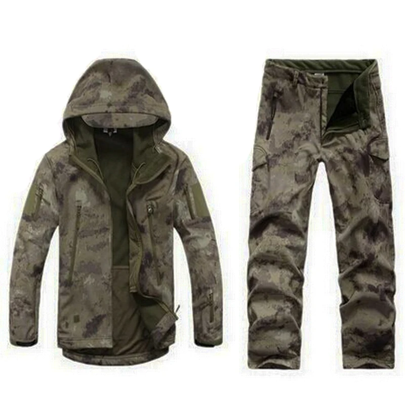 Мужские комплекты Softshell уличная тактическая куртка + брюки водонепроницаемая