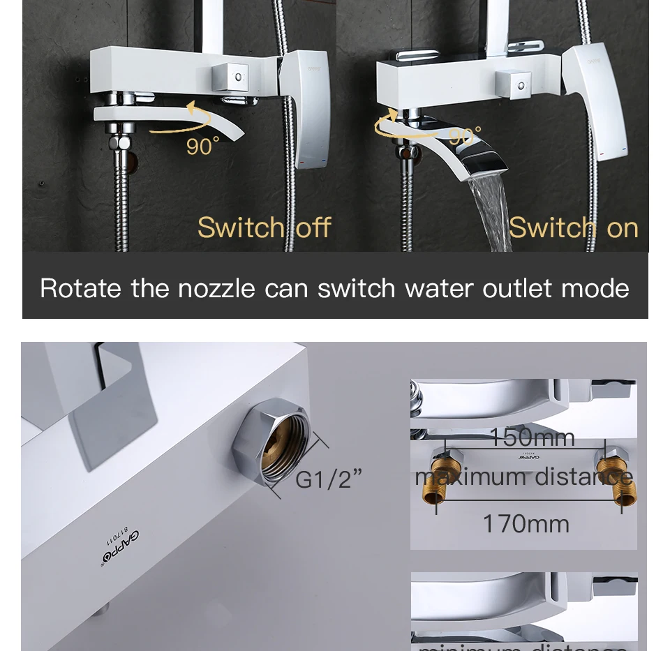 GAPPO Душевая система для ванны, душевой кран, набор для ванной, смеситель для душа, смеситель для ванны, дождевой душевой набор, водопад кран