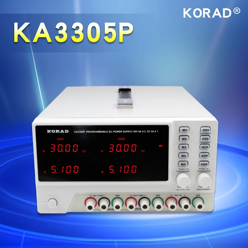 

KORAD KA3305P - Programmable Precision Variable Adjustable 30V, 5A DC Triple Linear Power Supply Digital Regulated Lab Grade