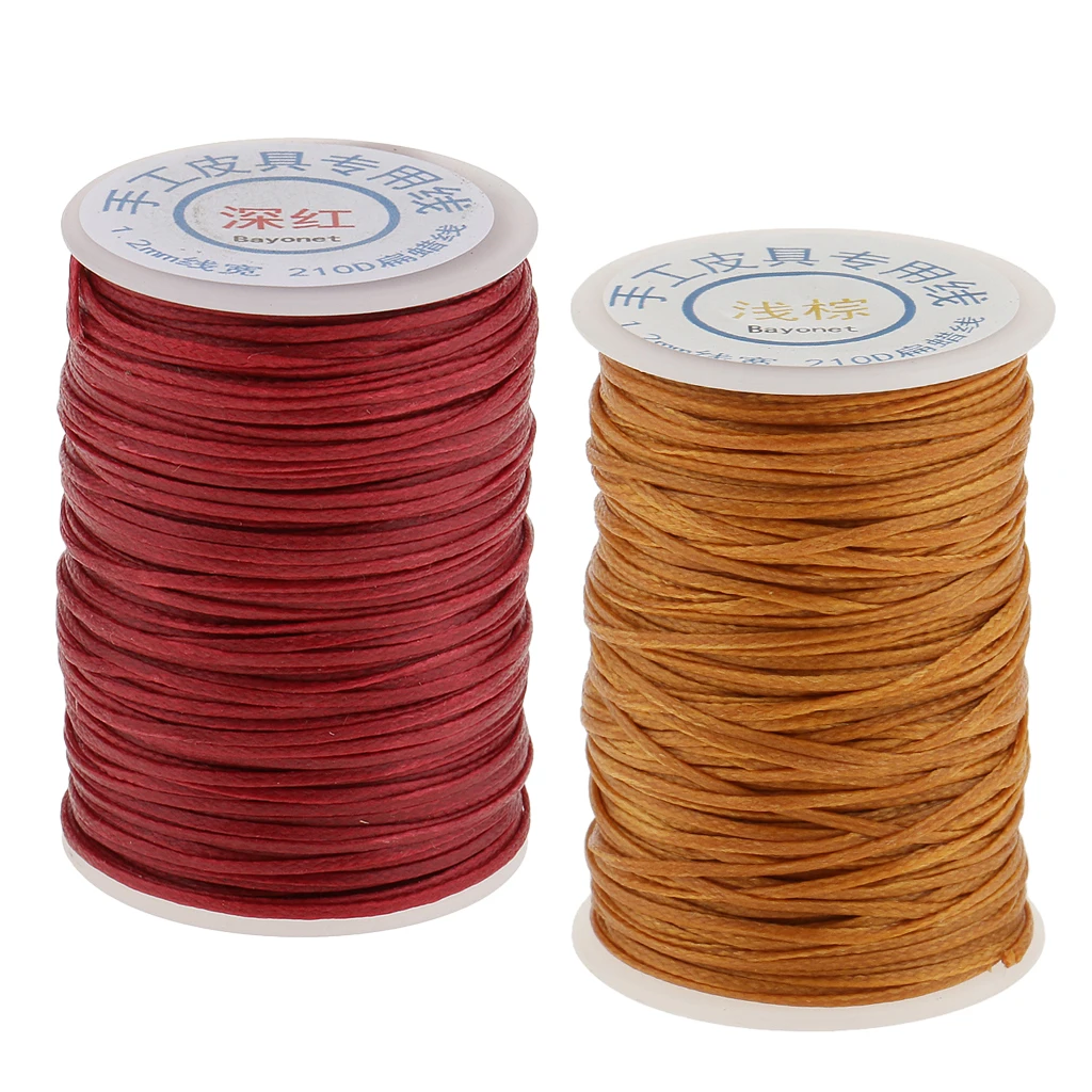 2 Spools Leather Sewing Waxed Thread Spool 1.2mm Flat Polyester Cord LeatherCraft