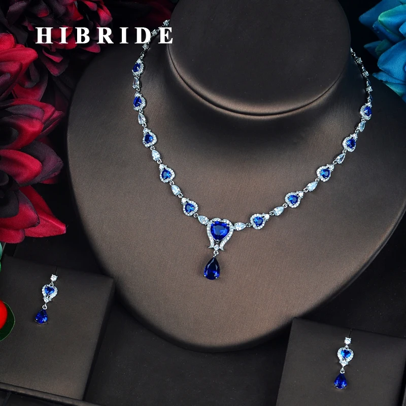 

Комплект свадебных украшений HIBRIDE, с фианитом ААА, в форме сердца, N-657